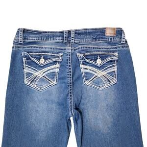 Wallflower Luscious Curvy Fit Jeans Bootcut Embroidered Flap Pocket Womens 13